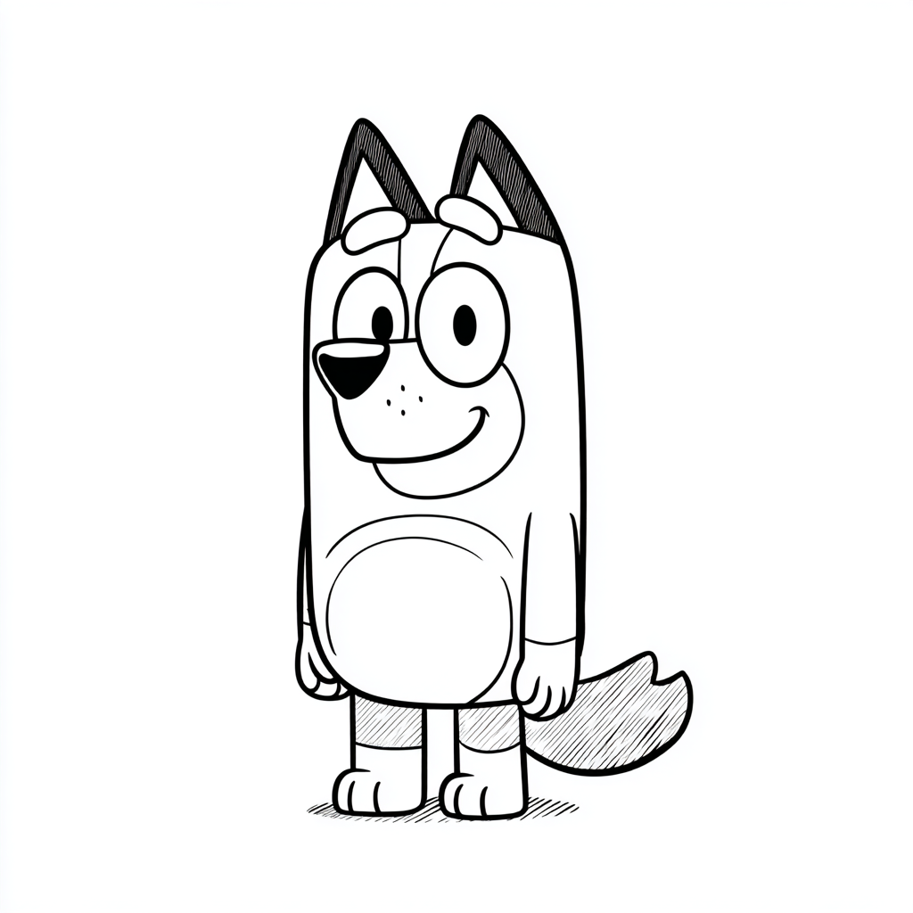 Bluey coloring page – Bluey Smiling Cute Front Pose Minimal De