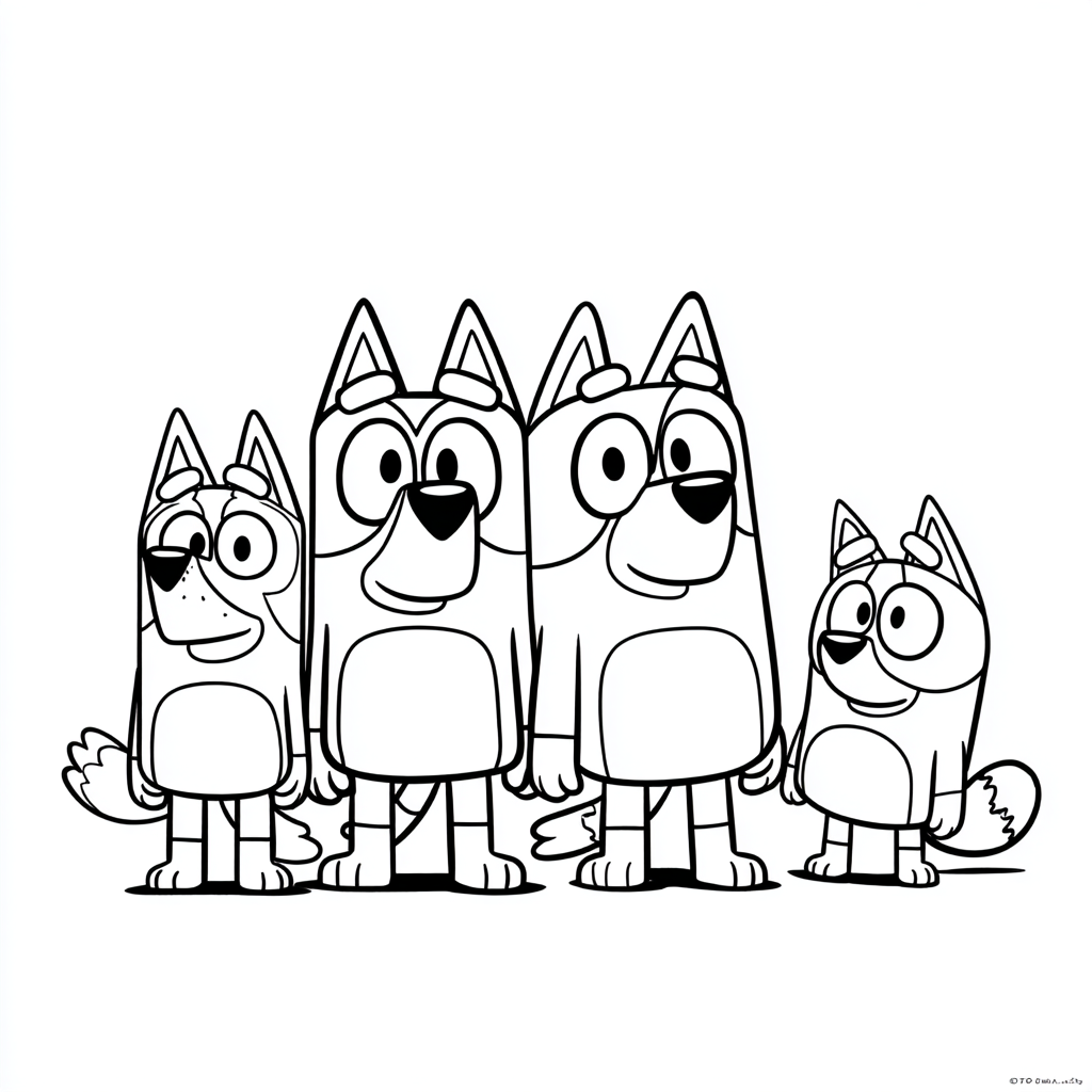 Bluey coloring page – Bluey With Friends Simple Outlines Of Bl