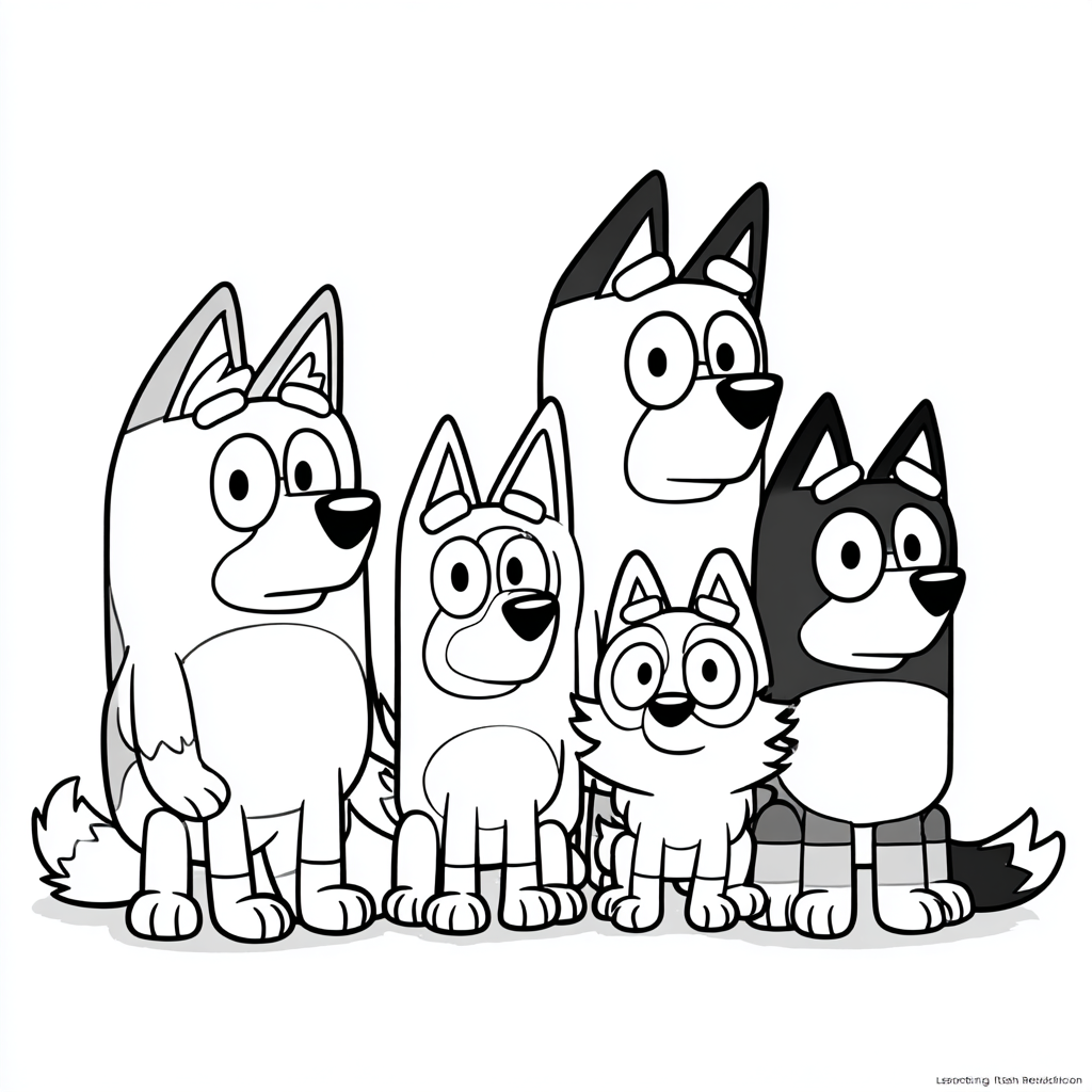 Bluey coloring page – Bluey With Friends Simple Outlines Of Bl