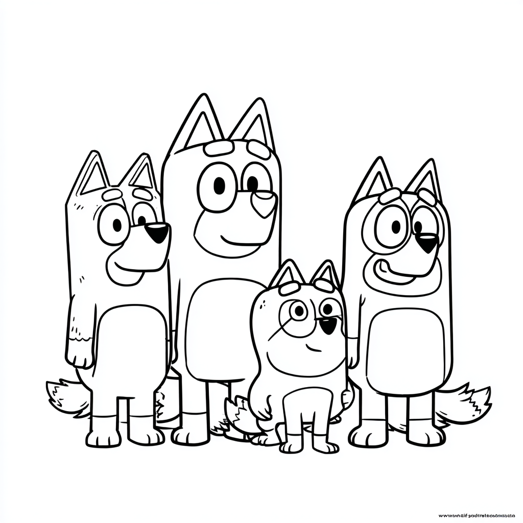 Bluey coloring page – Bluey With Friends Simple Outlines Of Bl