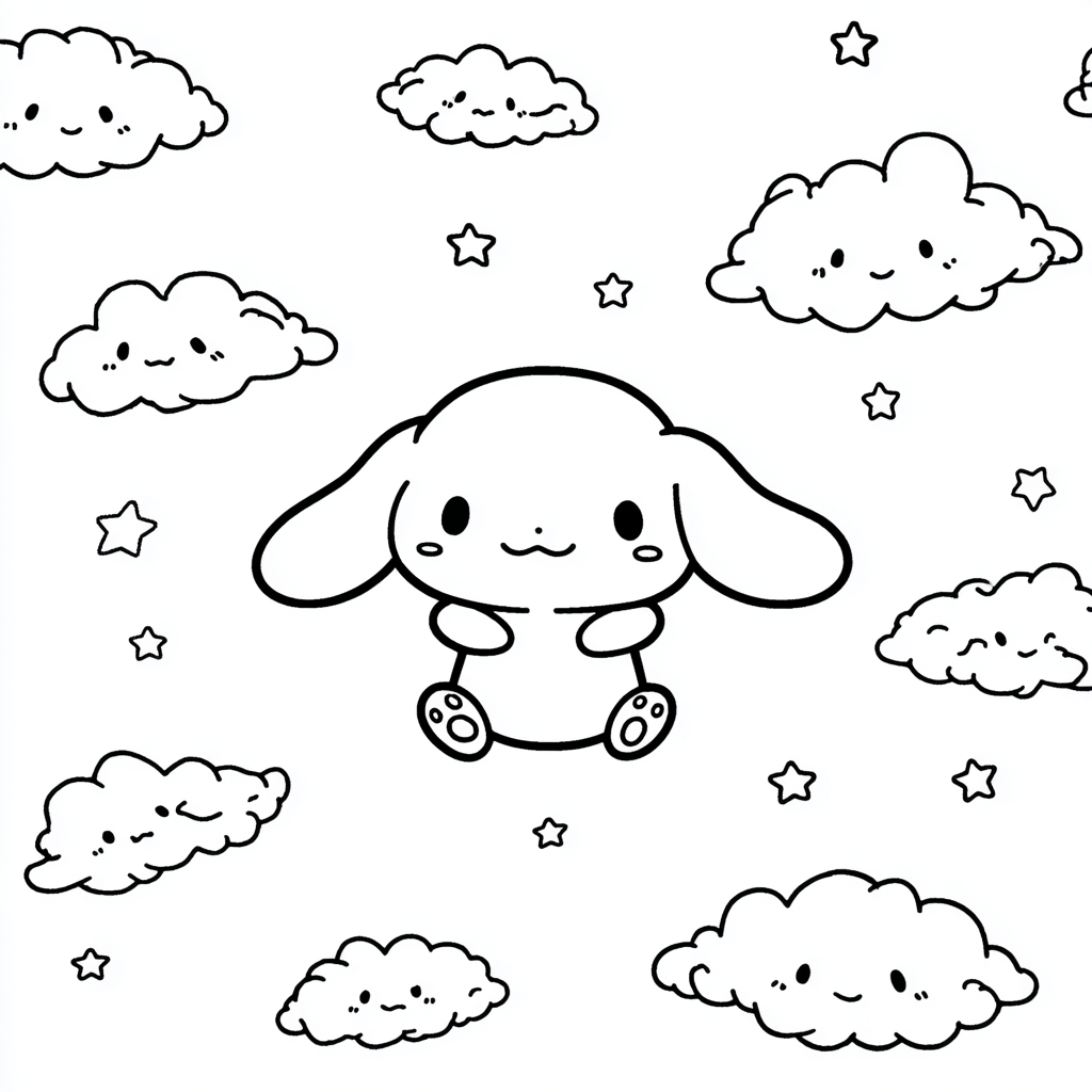 Cinnamoroll coloring page – Cinnamoroll With Clouds Cinnamorol