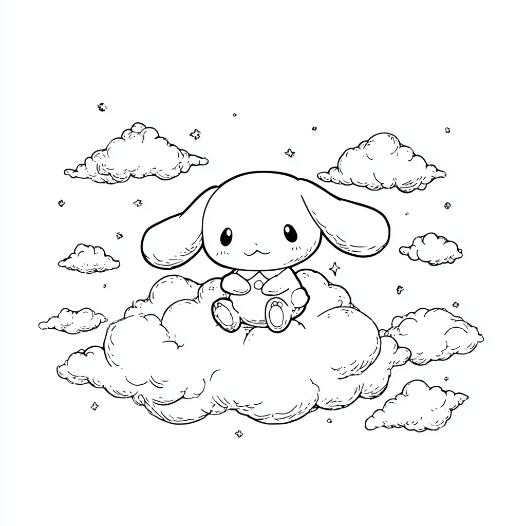 Cinnamoroll coloring page – Cinnamoroll With Clouds Cinnamorol