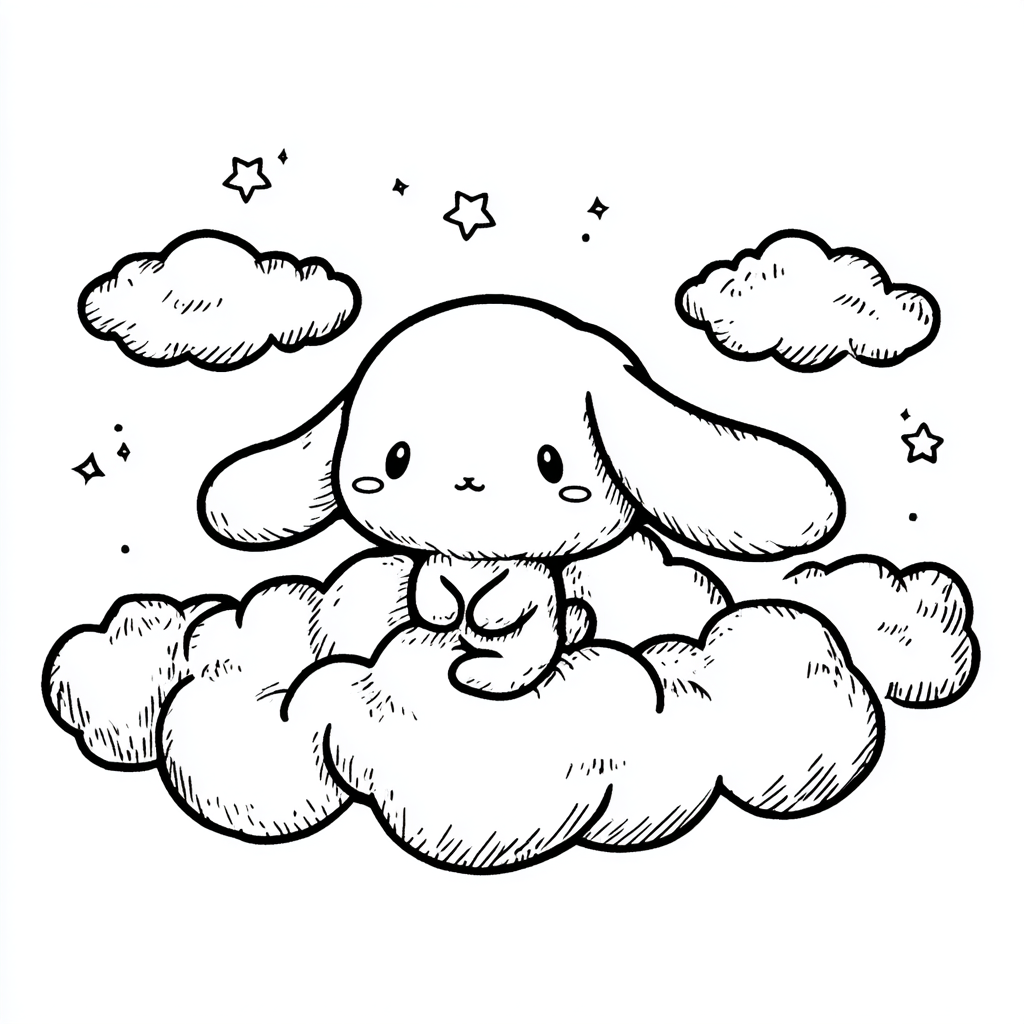 Cinnamoroll coloring page – Cinnamoroll With Clouds Cinnamorol