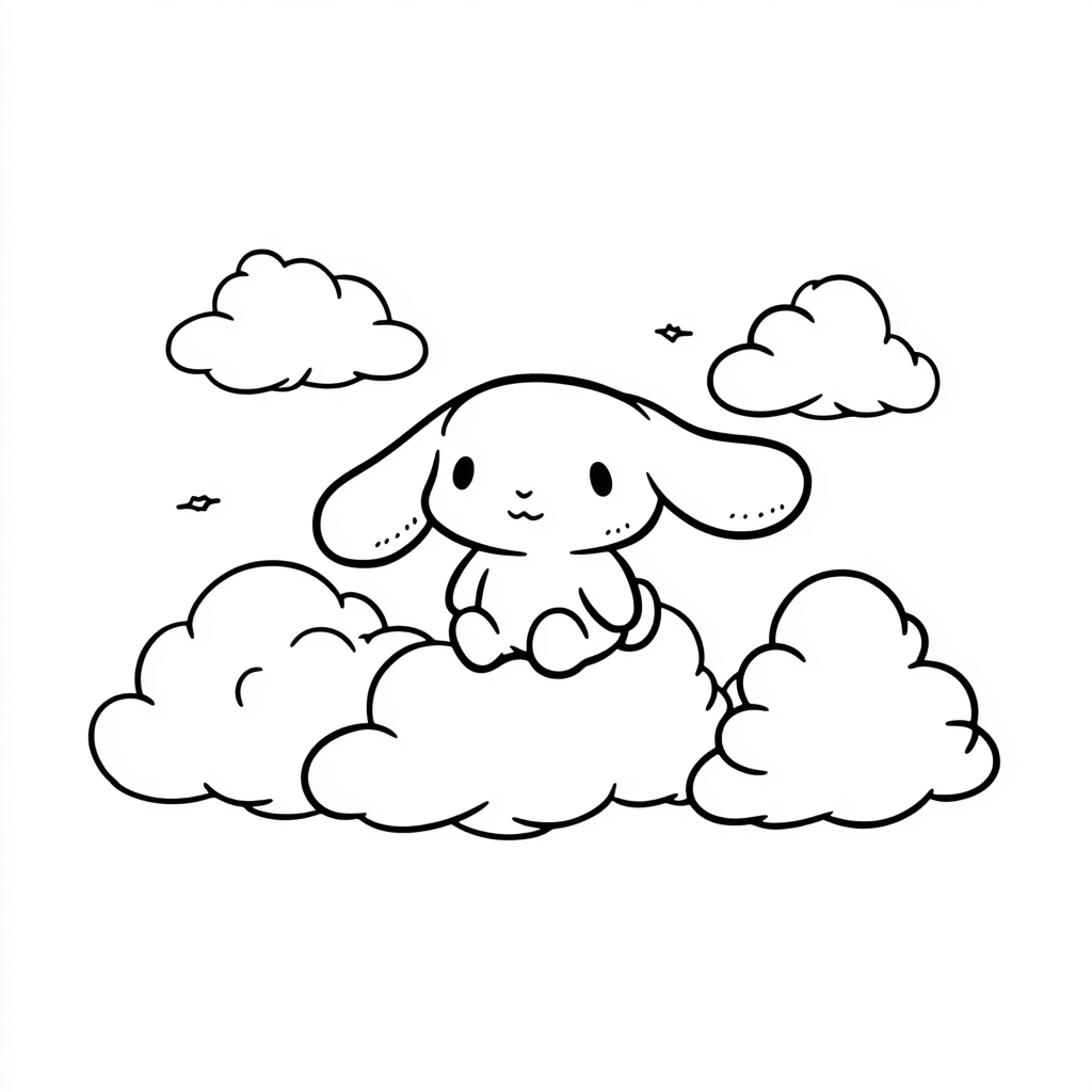Cinnamoroll coloring page – Cinnamoroll With Clouds Cinnamorol