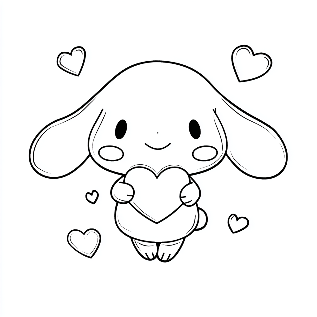 Cinnamoroll coloring page – Cinnamoroll With Heart Cinnamoroll