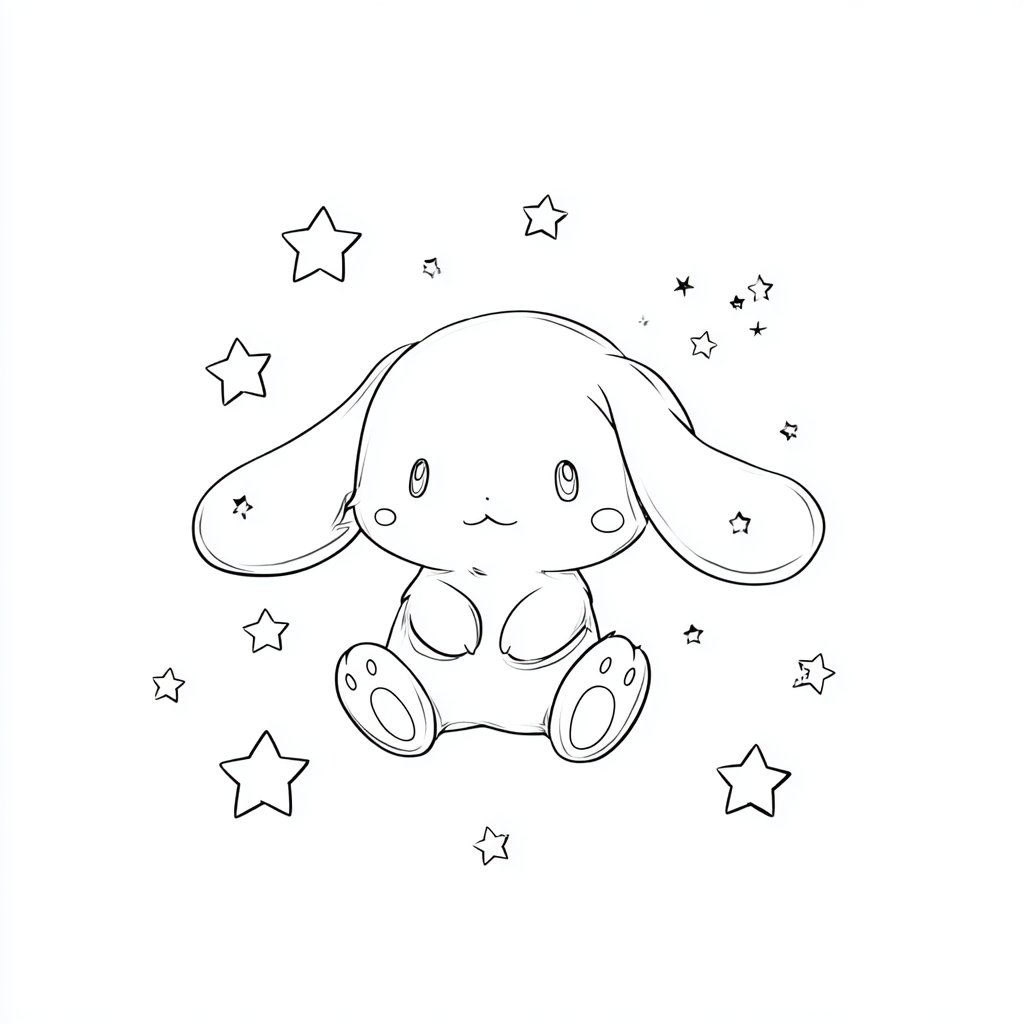 Cinnamoroll coloring page – Cinnamoroll With Stars Cinnamoroll