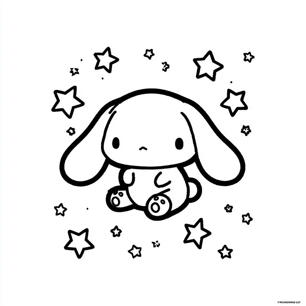 Cinnamoroll coloring page – Cinnamoroll With Stars Cinnamoroll