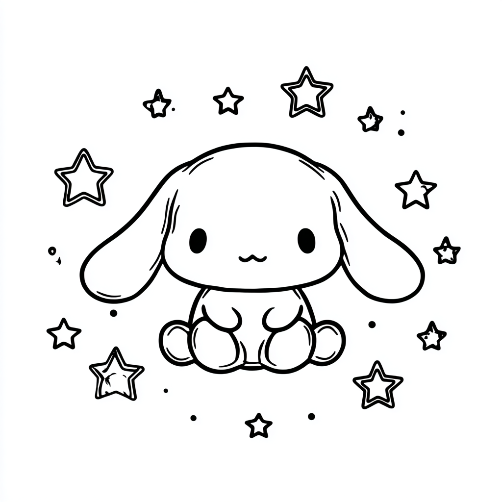 Cinnamoroll coloring page – Cinnamoroll With Stars Cinnamoroll