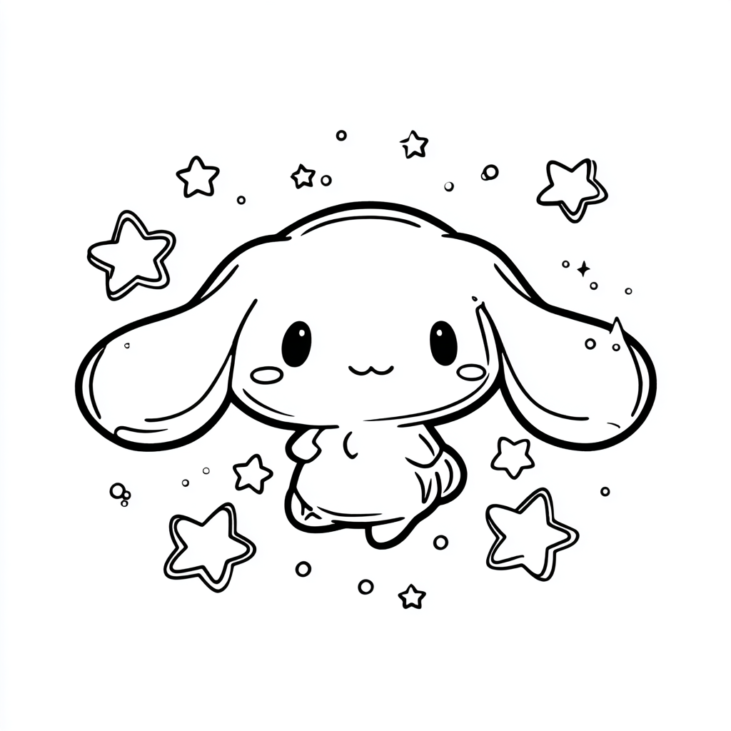Cinnamoroll coloring page – Cinnamoroll With Stars Cinnamoroll