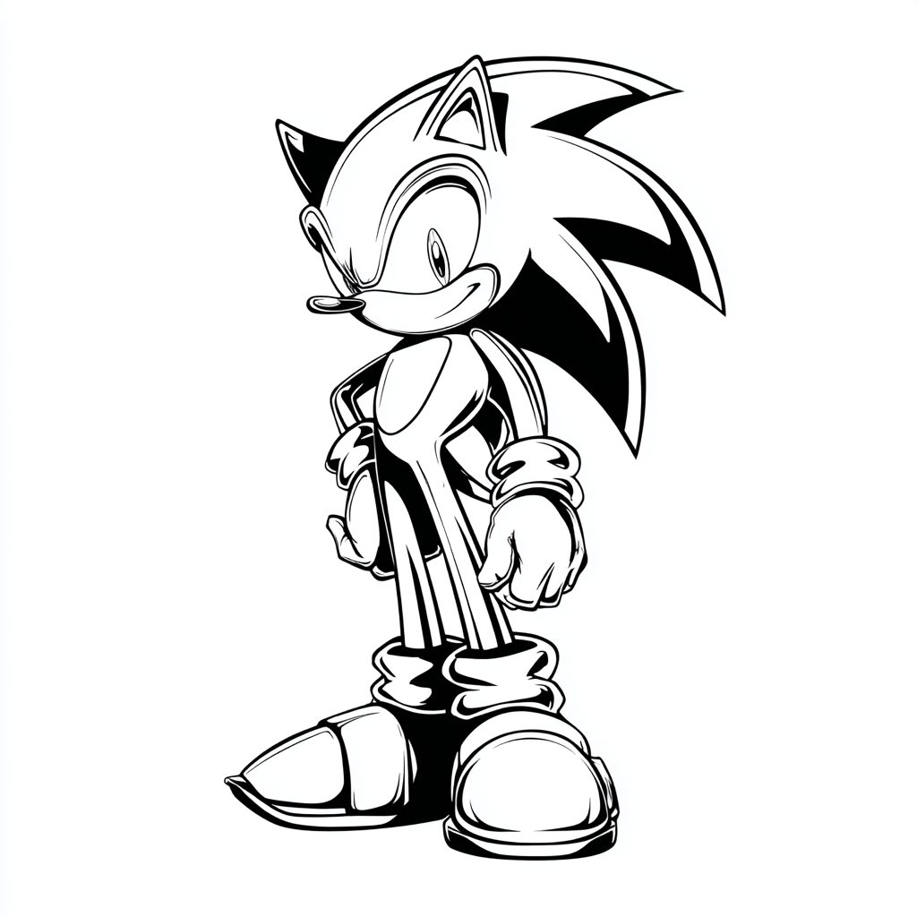 Dark Sonic coloring page – Shadow Coloring Shadow Standing Bes
