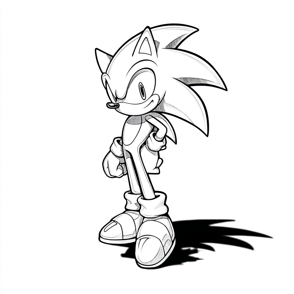 Dark Sonic coloring page – Shadow Coloring Shadow Standing Bes