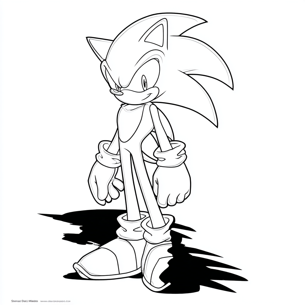 Dark Sonic coloring page – Shadow Coloring Shadow Standing Bes
