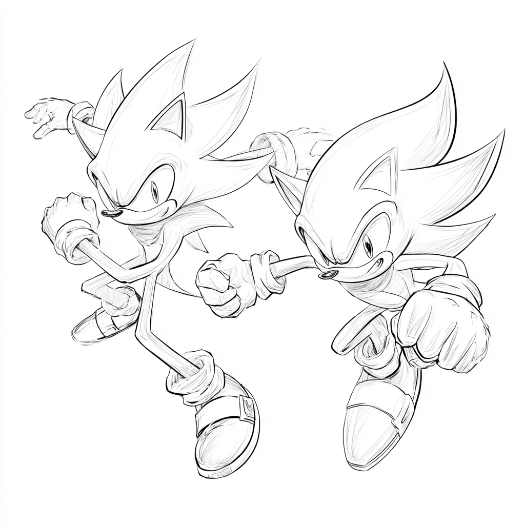 Dark Sonic coloring page – Shadow Vs Sonic Simplified Battle S