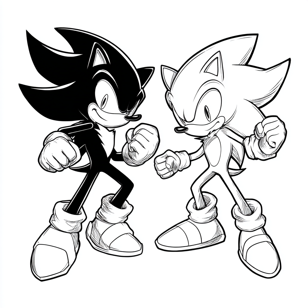 Dark Sonic coloring page – Shadow Vs Sonic Simplified Battle S