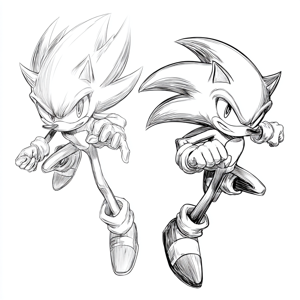 Dark Sonic coloring page – Shadow Vs Sonic Simplified Battle S