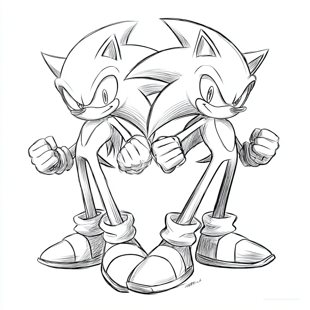 Dark Sonic coloring page – Shadow Vs Sonic Simplified Battle S