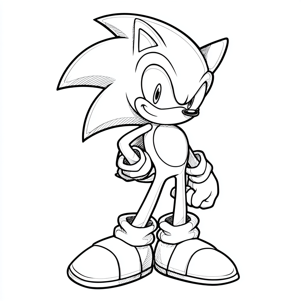 Dark Sonic coloring page – Sonic EXE Soft Version Gentle Line