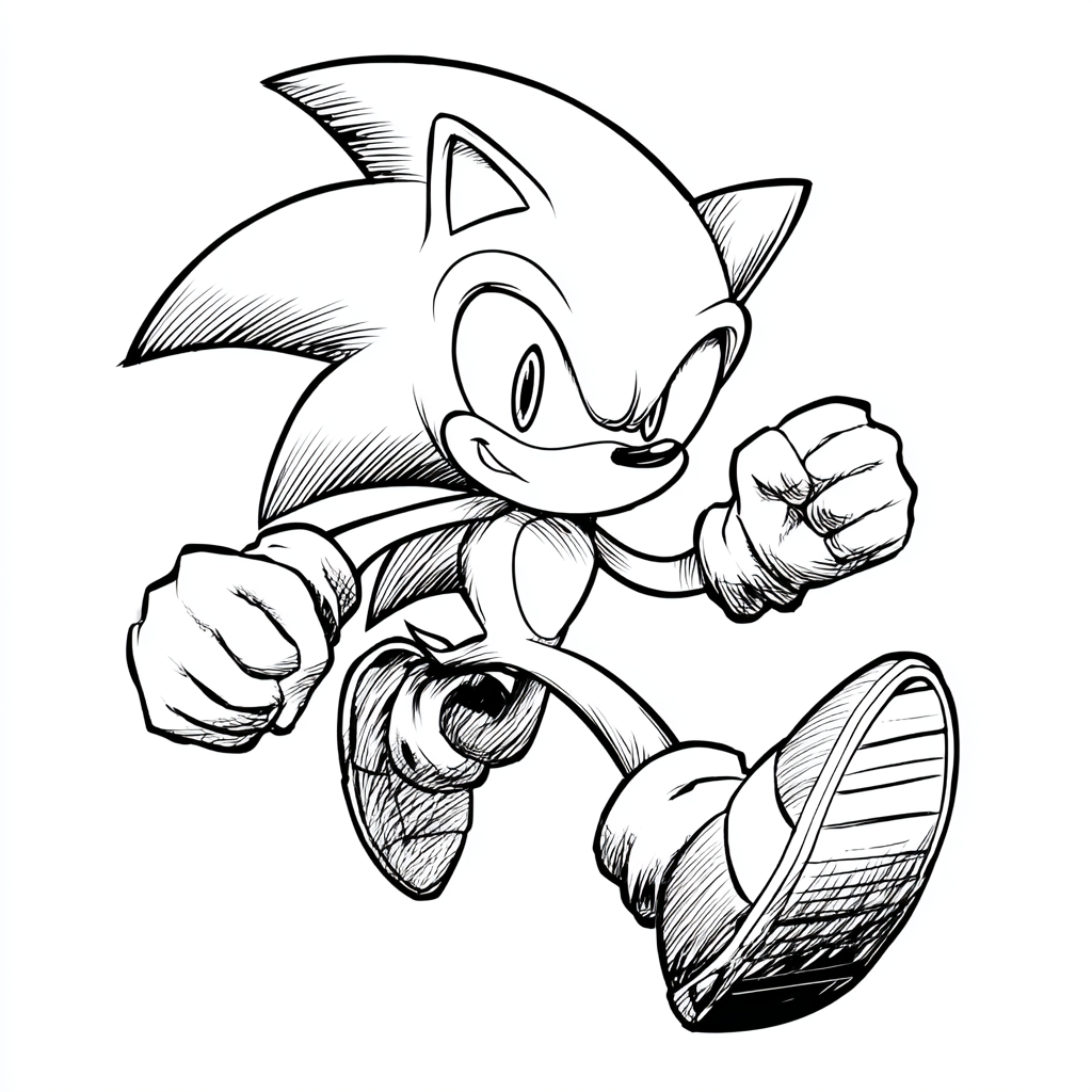 Dark Sonic coloring page – Sonic EXE Soft Version Gentle Line