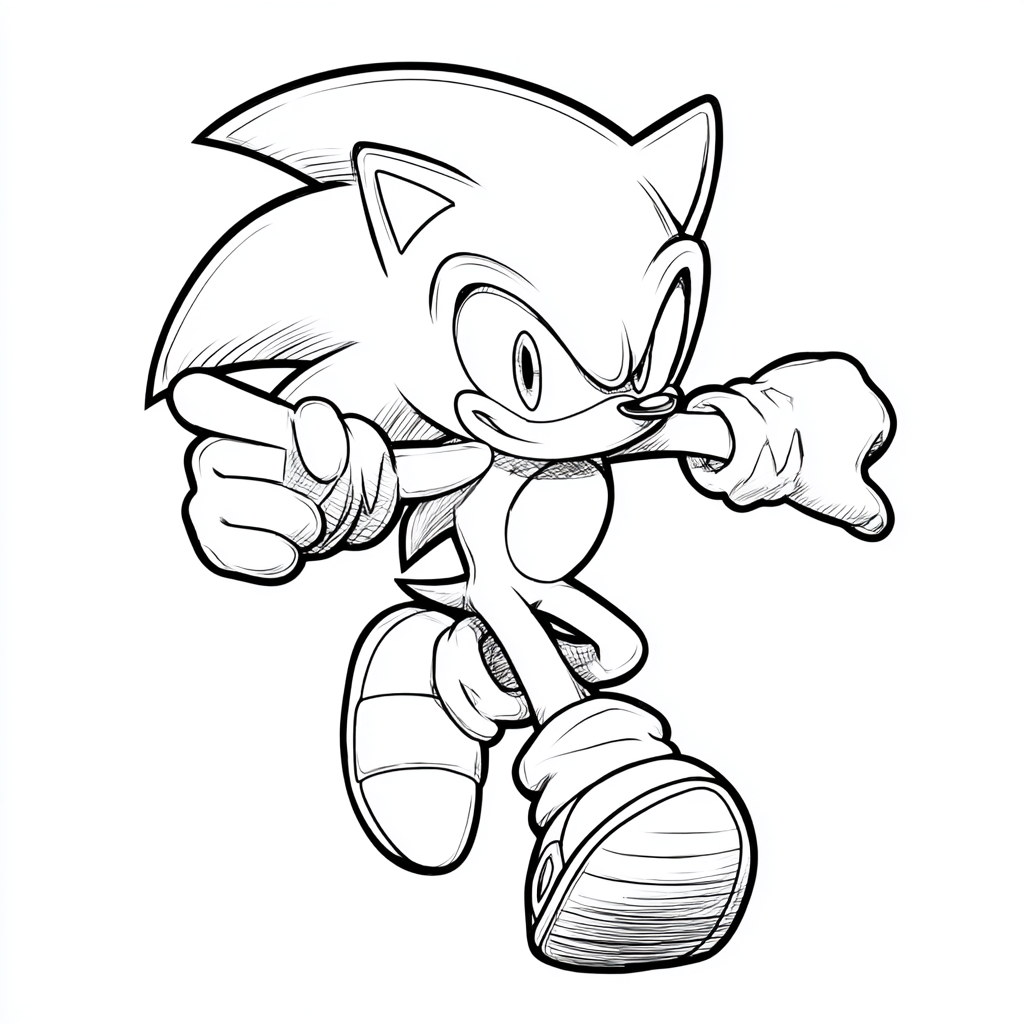 Dark Sonic coloring page – Sonic EXE Soft Version Gentle Line