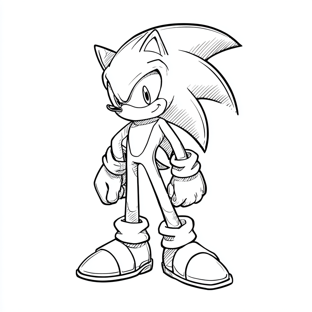 Dark Sonic coloring page – Sonic EXE Soft Version Gentle Line