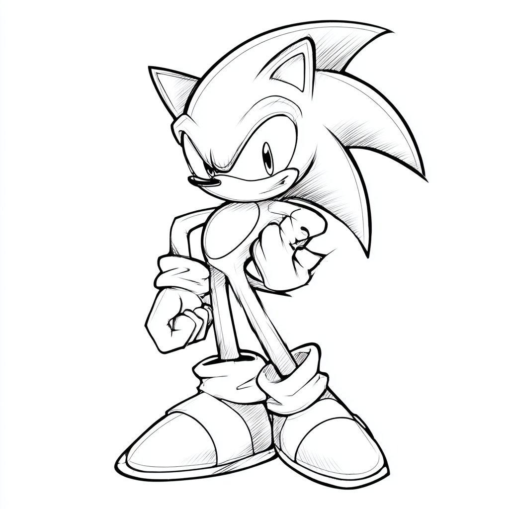 Dark Sonic coloring page – Sonic Drawing Easy Easy Beginner Ou