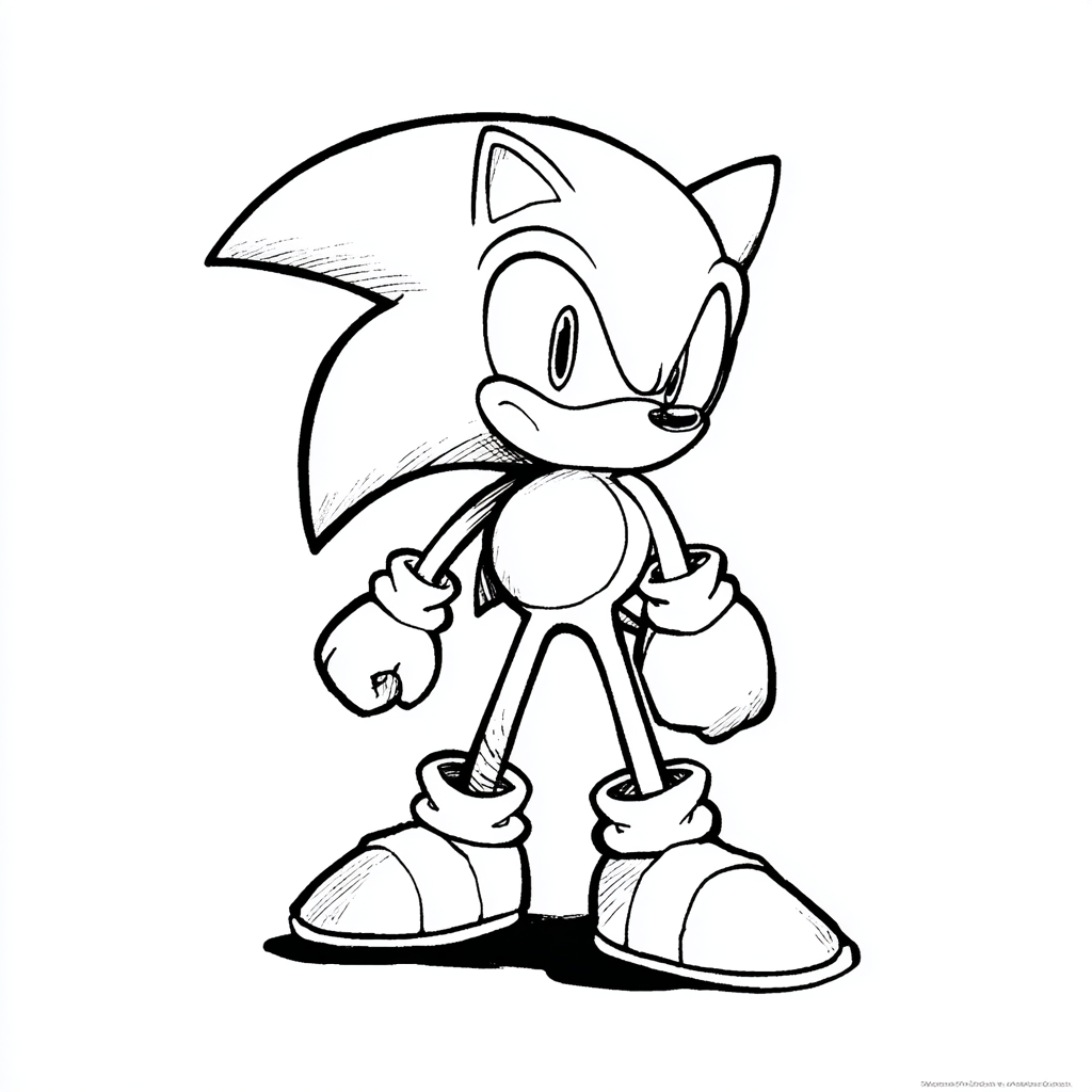 Dark Sonic coloring page – Sonic Hedgehog Outline Simple Front