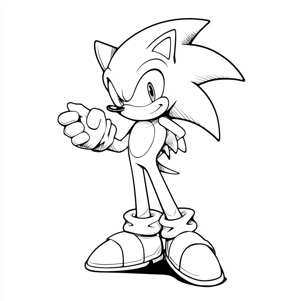 Dark Sonic coloring page – Sonic Hedgehog Outline Simple Front