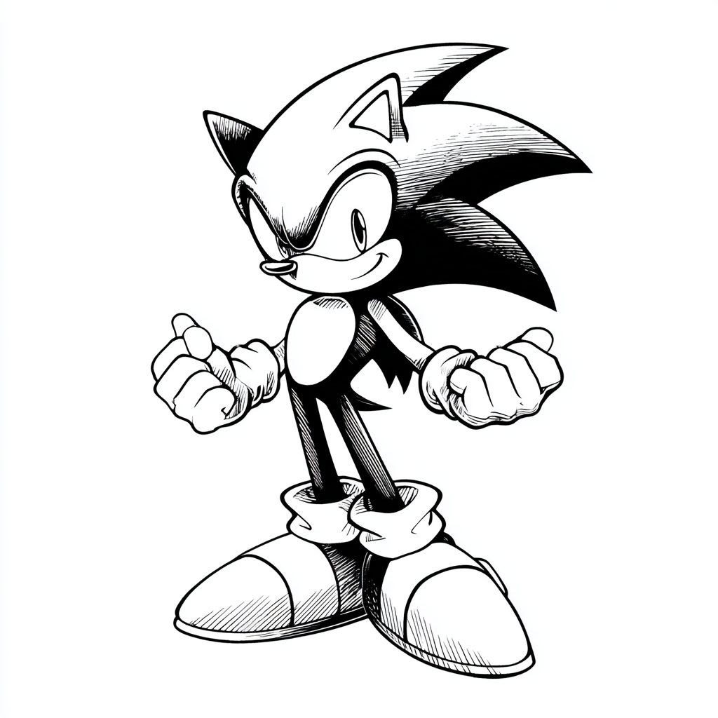 Dark Sonic coloring page – Sonic The Hedgehog Drawing Dark Son