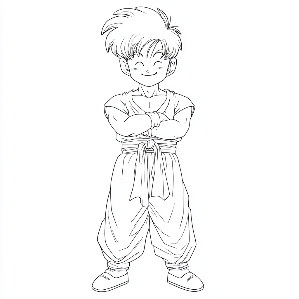 Dragon Ball Z coloring page – Gohan Kid Kid Gohan Standing Wit
