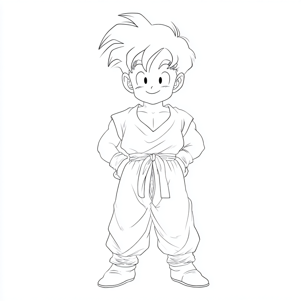 Dragon Ball Z coloring page – Gohan Kid Kid Gohan Standing Wit