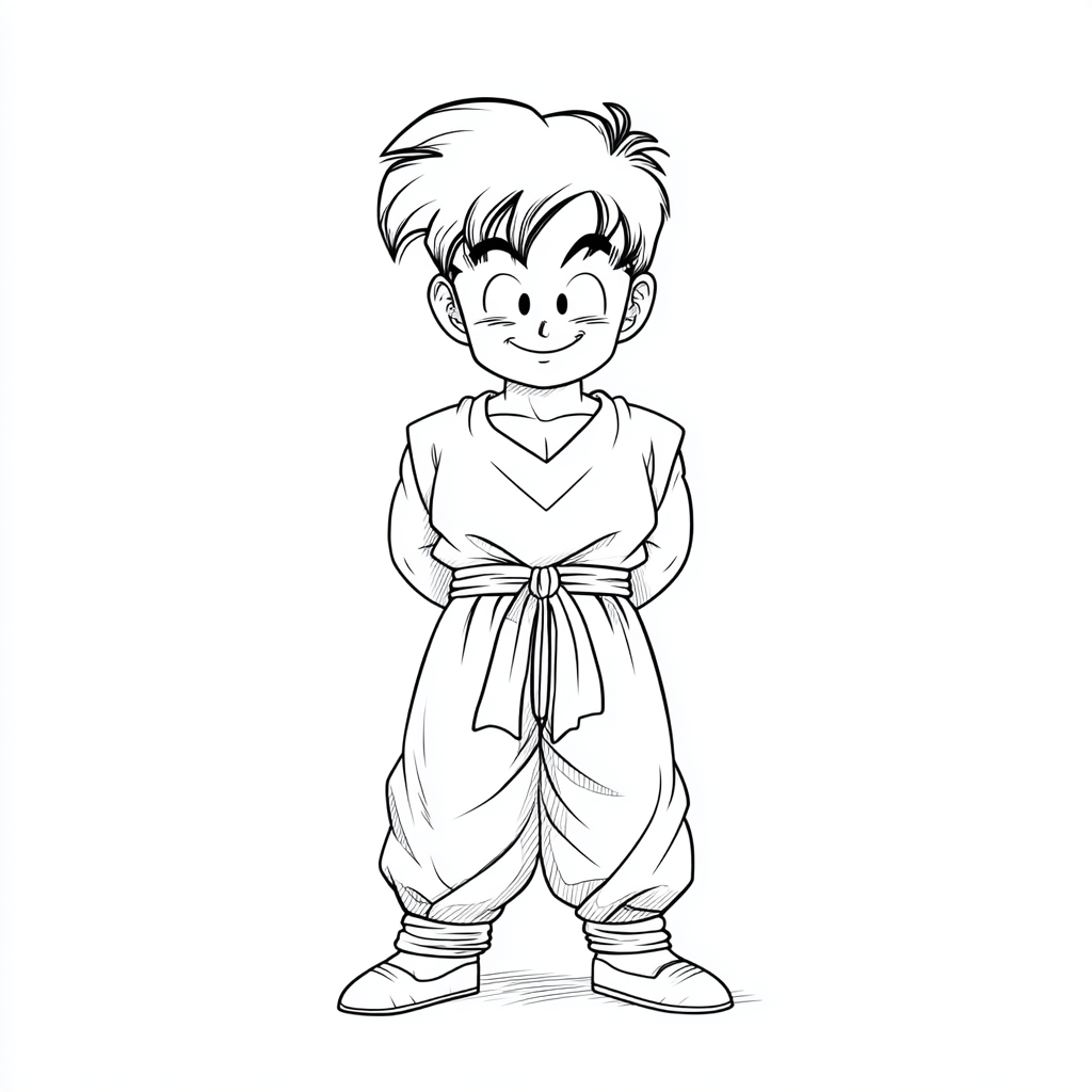 Dragon Ball Z coloring page – Gohan Kid Kid Gohan Standing Wit