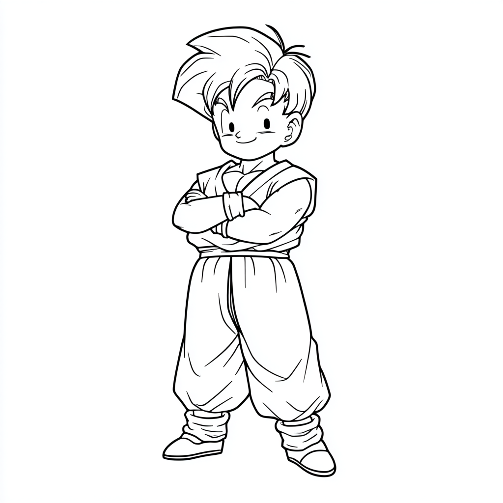 Dragon Ball Z coloring page – Gohan Kid Kid Gohan Standing Wit