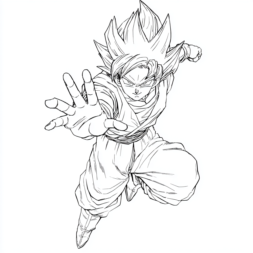 Dragon Ball Z coloring page – Goku Kamehameha Classic Kamehame