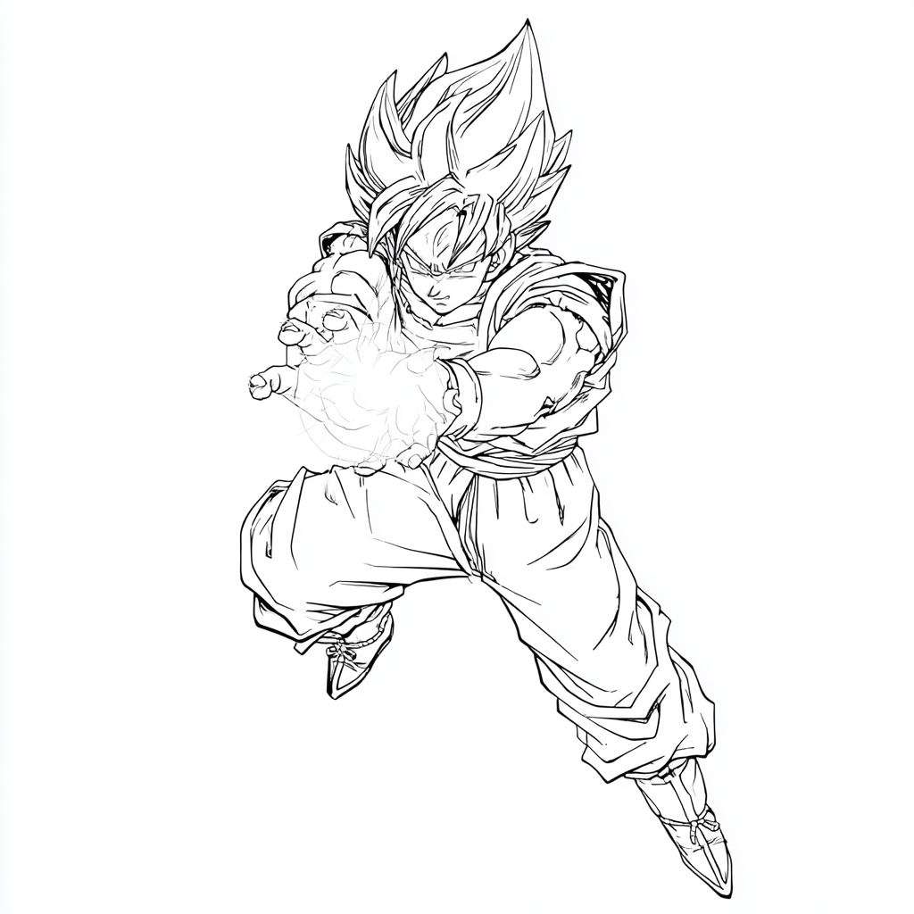 Dragon Ball Z coloring page – Goku Kamehameha Classic Kamehame