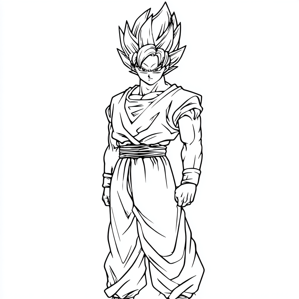 Dragon Ball Z coloring page – Goku Super Saiyan Simple Line Ar