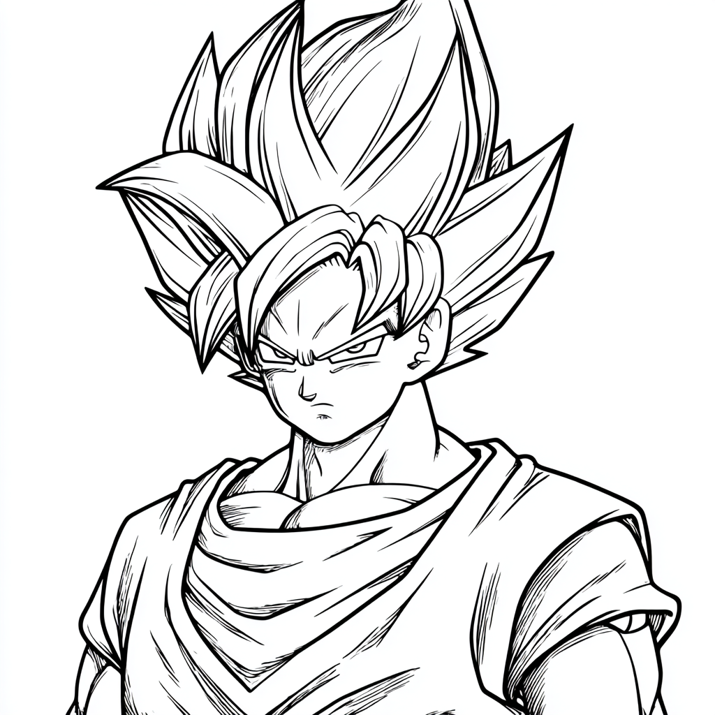 Dragon Ball Z coloring page – Goku Super Saiyan Simple Line Ar