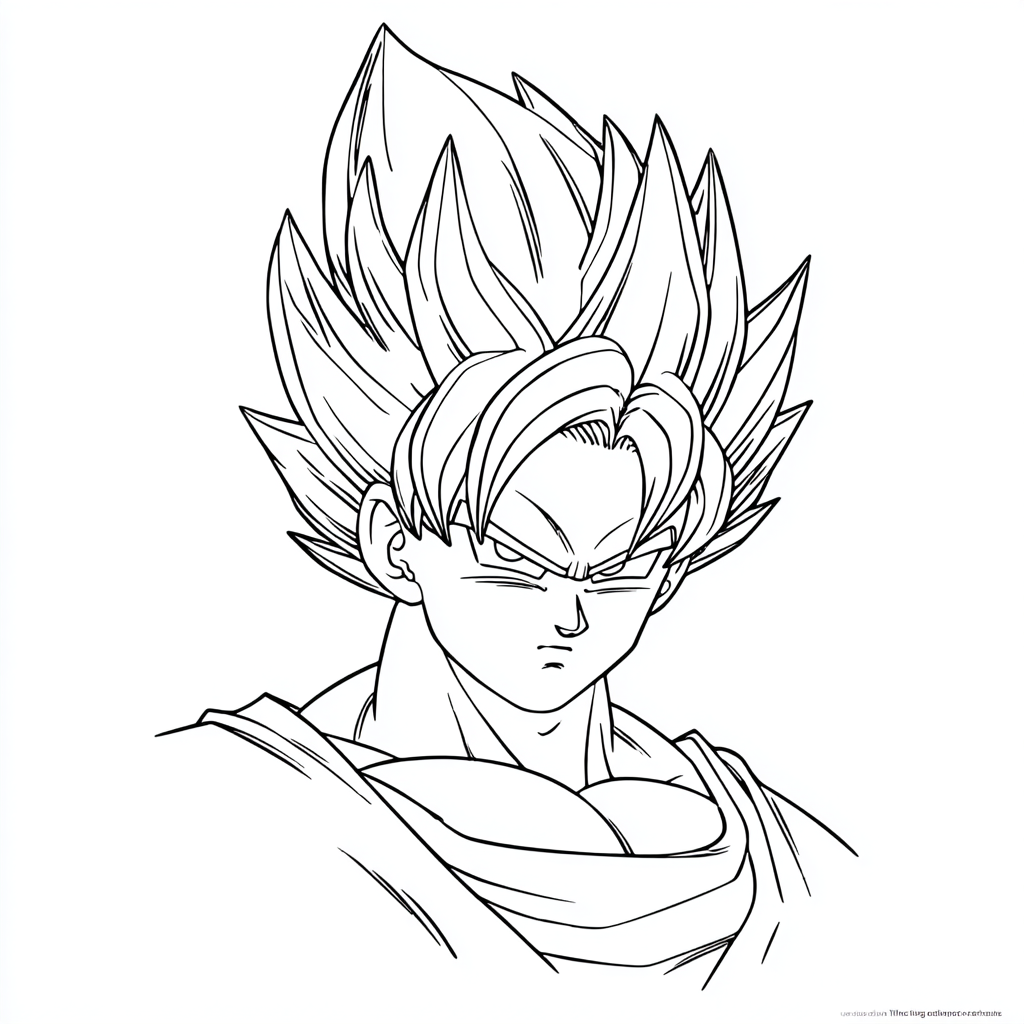 Dragon Ball Z coloring page – Goku Super Saiyan Simple Line Ar