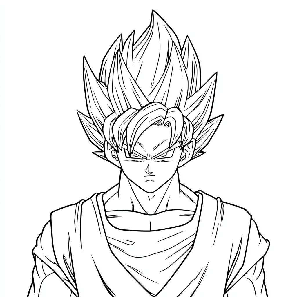 Dragon Ball Z coloring page – Goku Super Saiyan Simple Line Ar