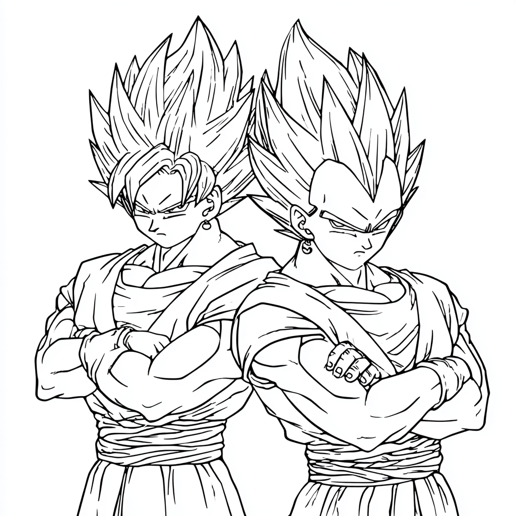 Dragon Ball Z coloring page – Goku And Vegeta Simple Duo Pose