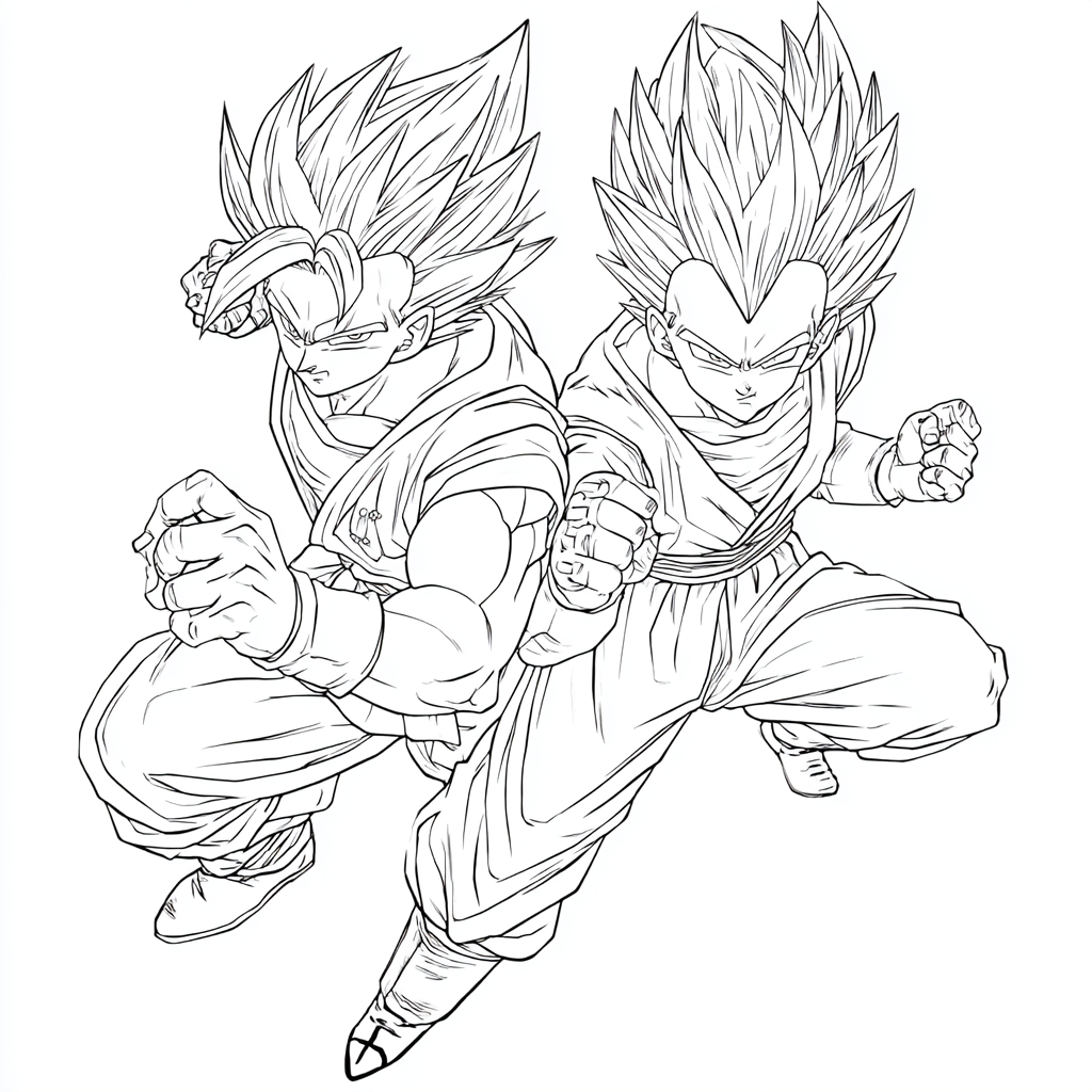 Dragon Ball Z coloring page – Goku And Vegeta Simple Duo Pose