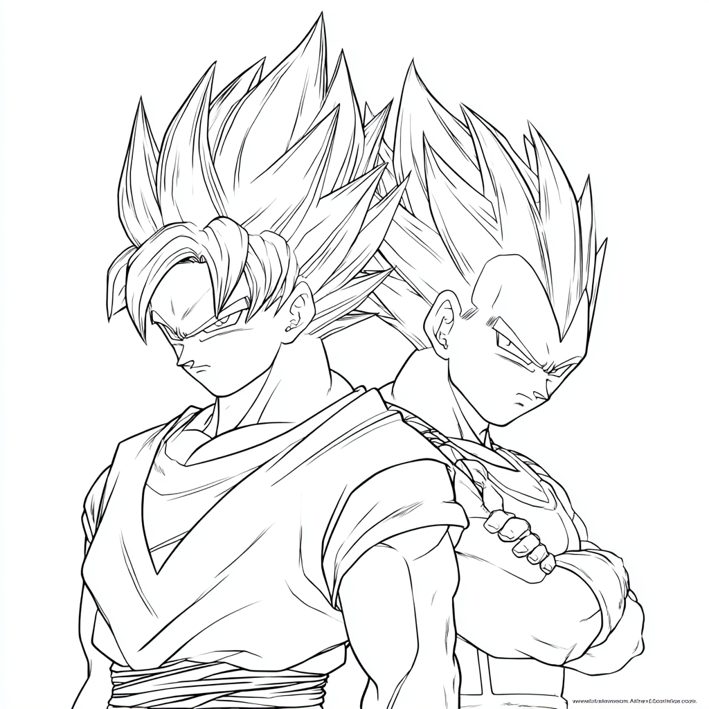 Dragon Ball Z coloring page – Goku And Vegeta Simple Duo Pose