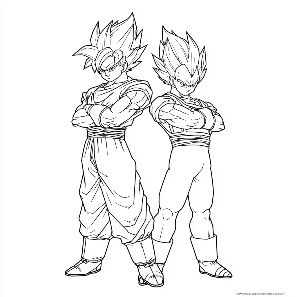 Dragon Ball Z coloring page – Goku And Vegeta Simple Duo Pose