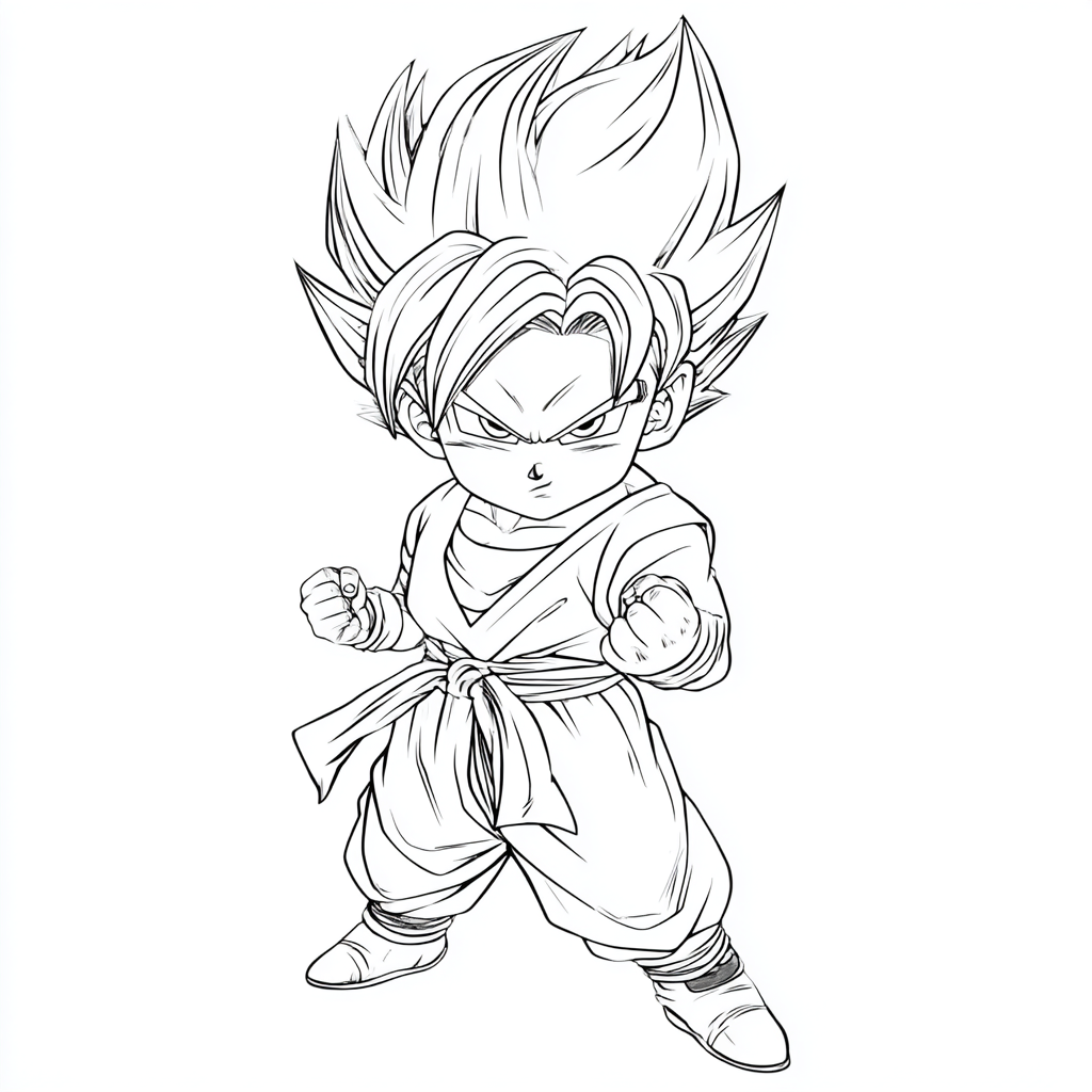 Dragon Ball Z coloring page – Super Saiyan Goten Cute Simplifi