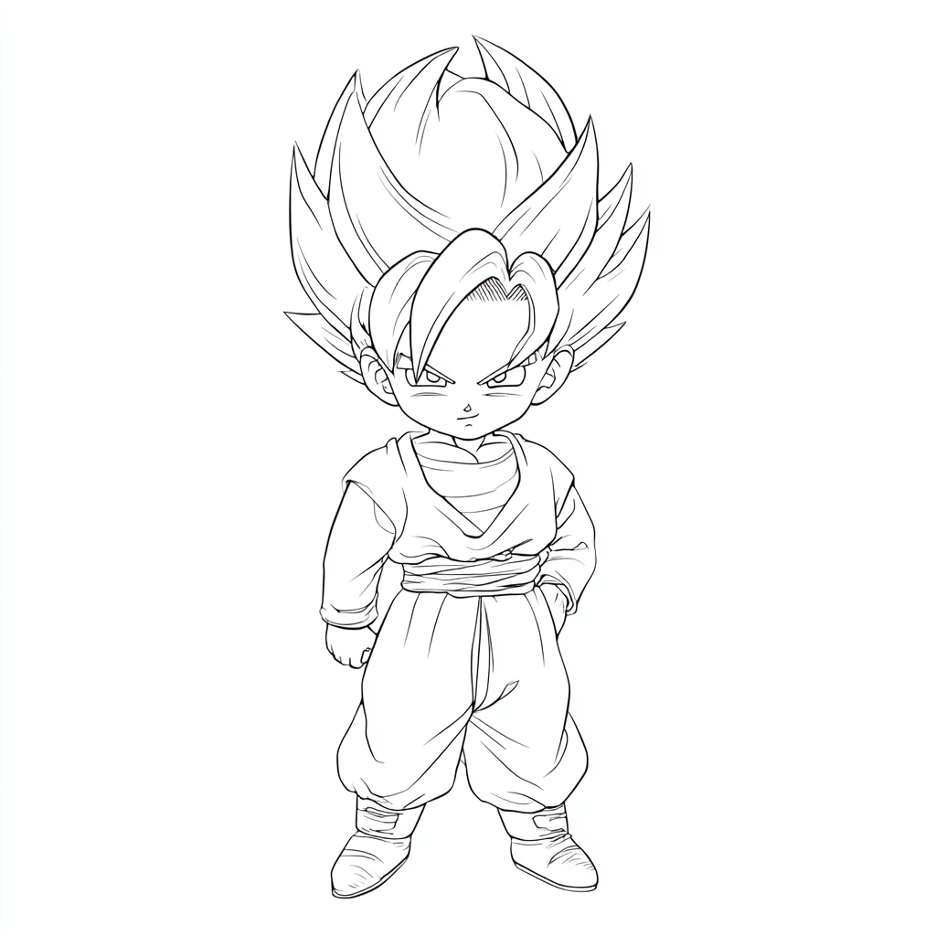 Dragon Ball Z coloring page – Super Saiyan Goten Cute Simplifi