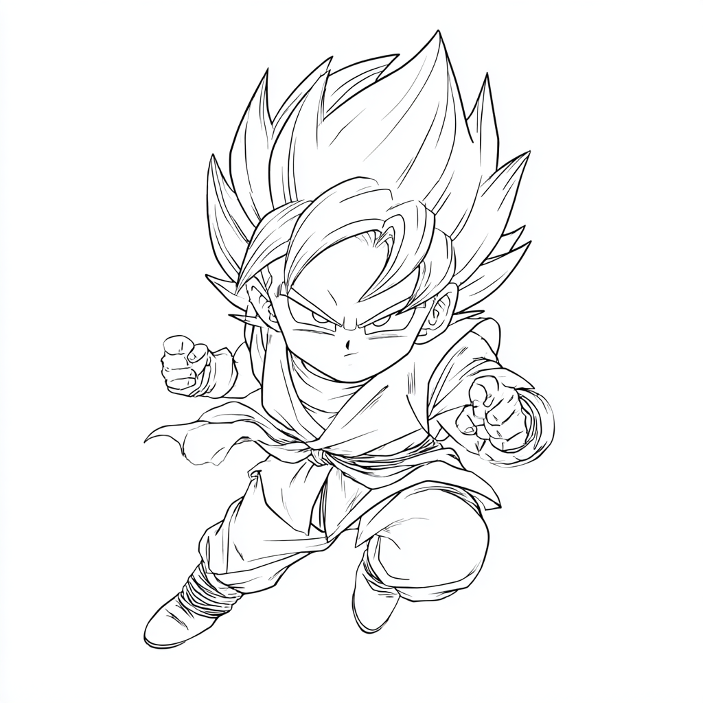 Dragon Ball Z coloring page – Super Saiyan Goten Cute Simplifi