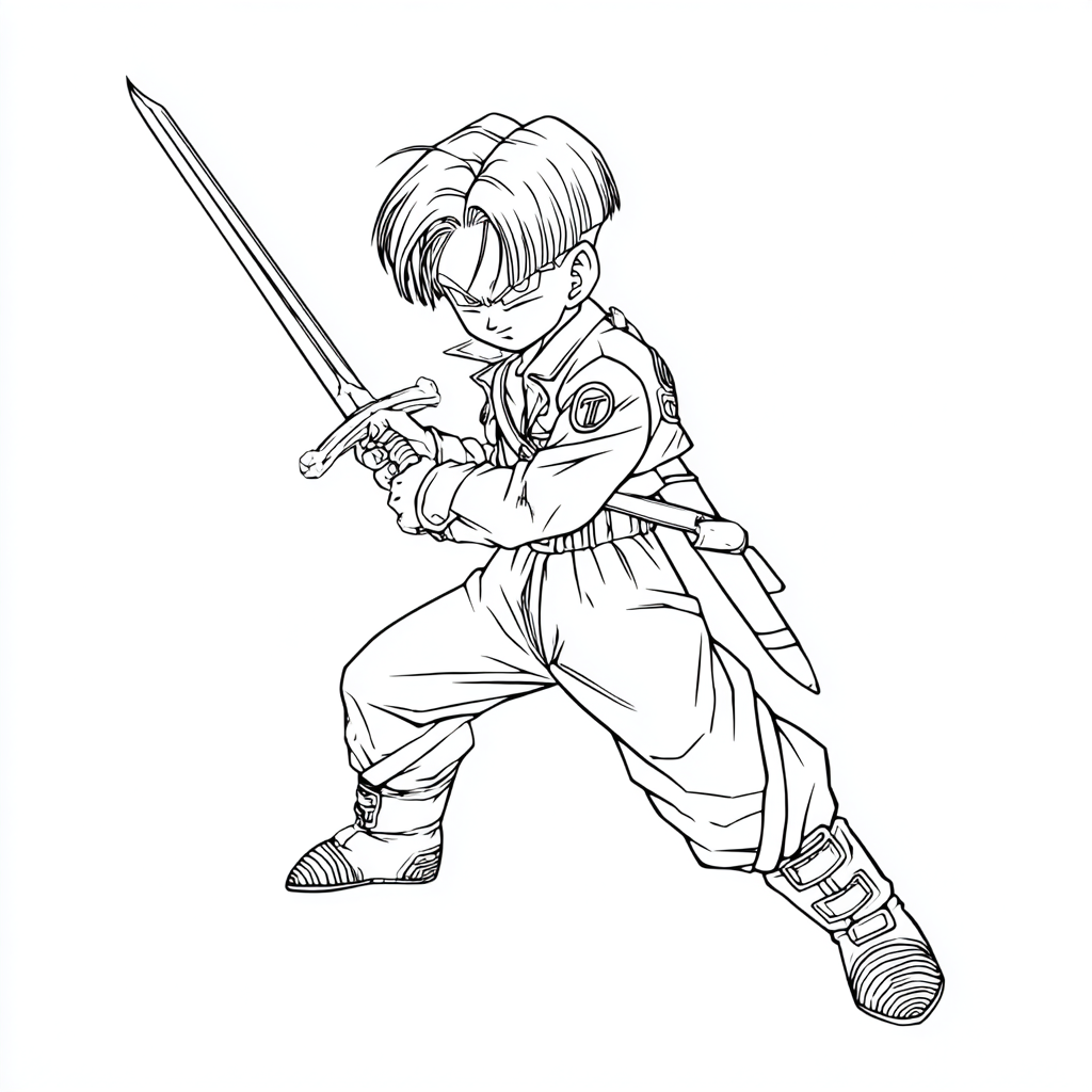 Dragon Ball Z coloring page – Trunks Sword Pose Simplified Tru
