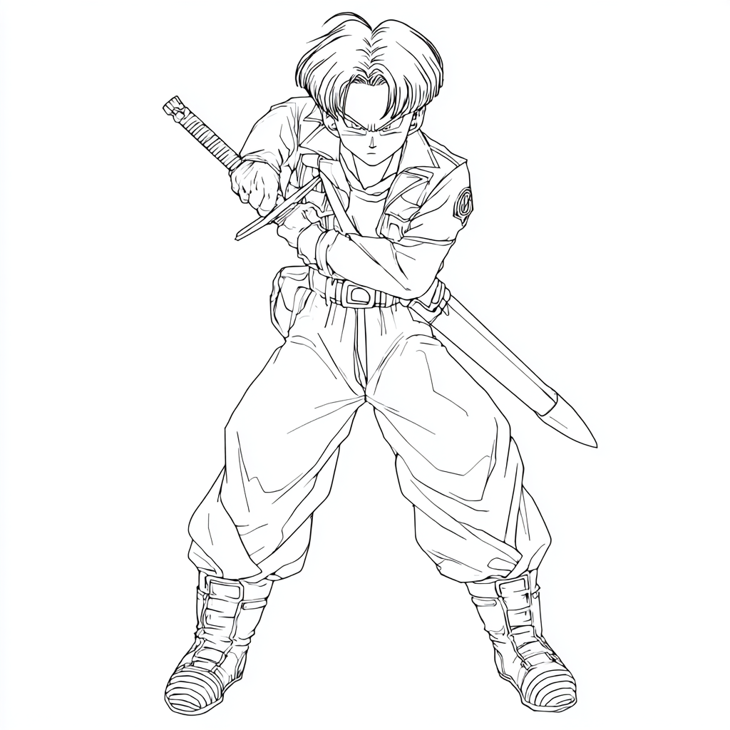Dragon Ball Z coloring page – Trunks Sword Pose Simplified Tru