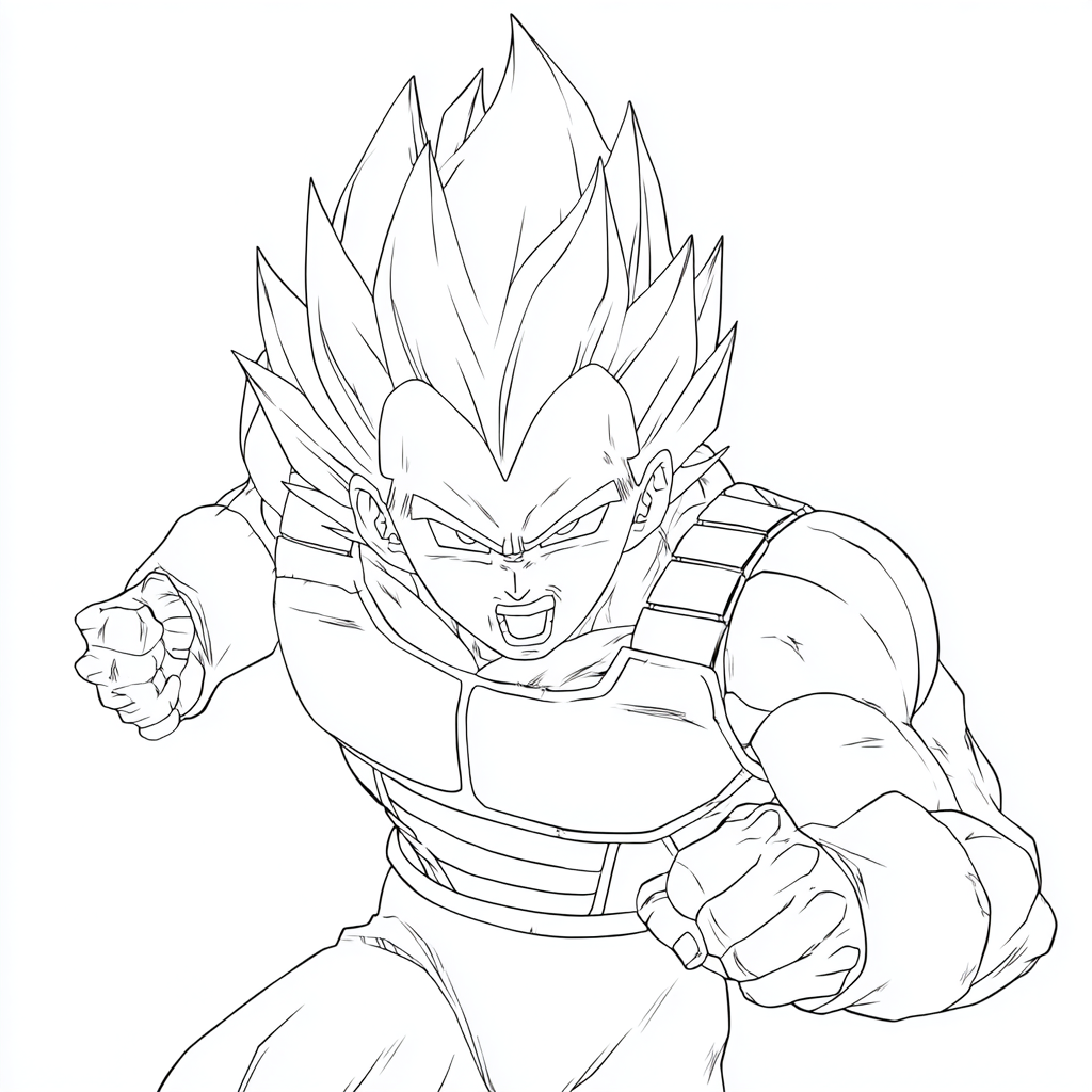 Dragon Ball Z coloring page – Vegeta Super Saiyan Clean Outlin
