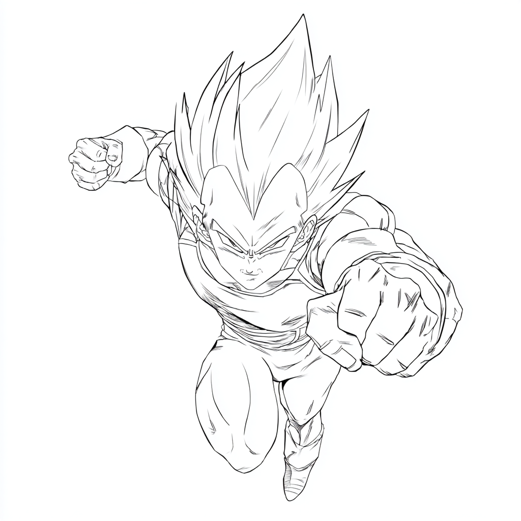 Dragon Ball Z coloring page – Vegeta Super Saiyan Clean Outlin
