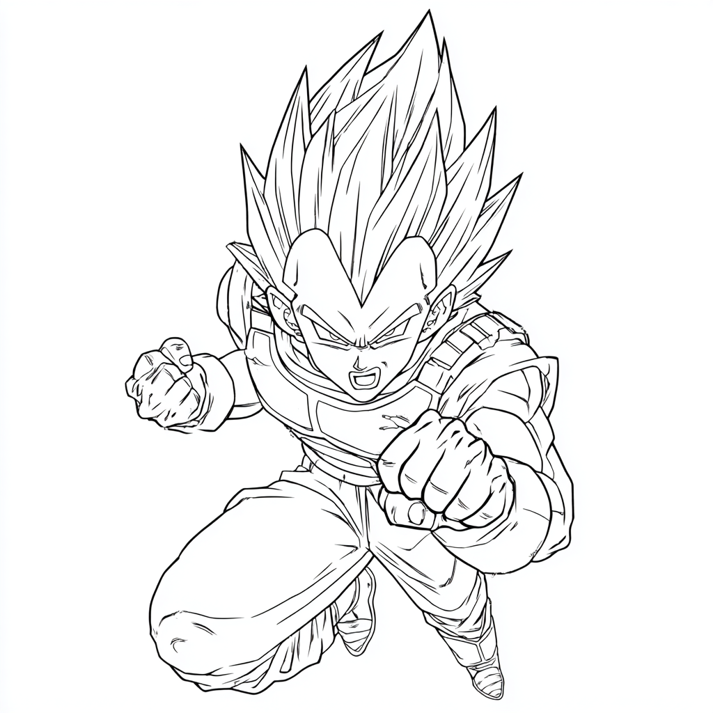 Dragon Ball Z coloring page – Vegeta Super Saiyan Clean Outlin